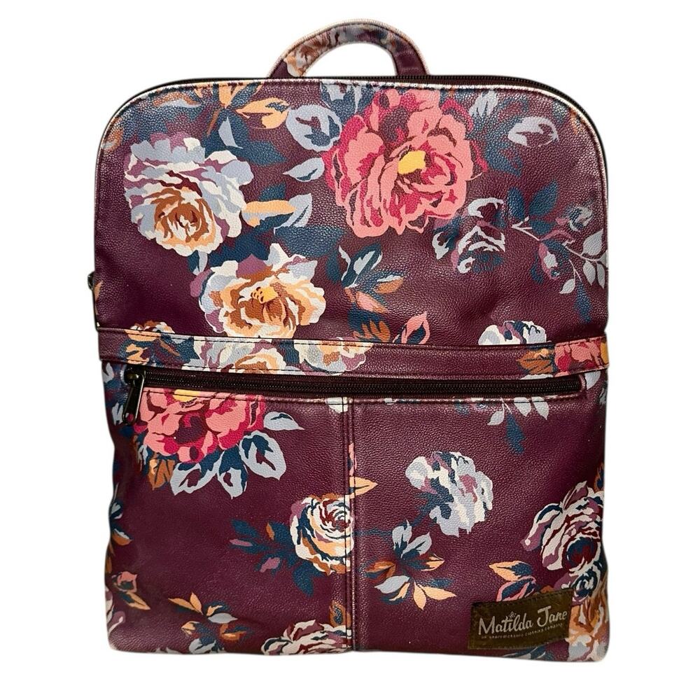 Matilda Jane Plum Perfect Floral Backpack Faux Leather School Travel Bag Boho